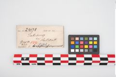 Etikett zu Bronzetutulusscheibenfibel (NHMW-PRAE-024178)